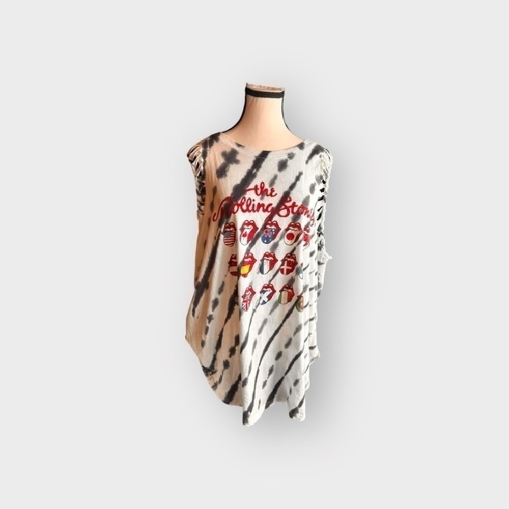 Women’s torrid 2 The Rolling Stones White & Black Tie-Dye Crew Tank XXL 18 20